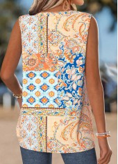 Multi Color Tummy Coverage Patchwork Sleeveless Tank Top | thumb picture 