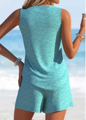 Mint Green Letter Print Sleeveless Tank Top and Shorts