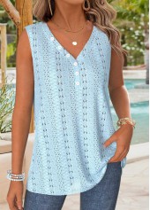 Light Blue Tummy Coverage Sleeveless V Neck Tank Top