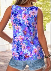 Multi Color Floral Print Tie Sleeveless Tank Top | thumb picture 