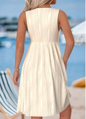 Beige Tummy Coverage Short Sleeveless V Neck Dress | thumb picture 