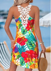 Multi Color Tummy Coverage Floral Print Short Strappy Dress