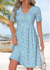 Blue Tummy Coverage Ditsy Floral Print Short Dress | thumb picture 