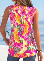 Hot Pink Leopard Curved Hem Sleeveless Tank Top | thumb picture 