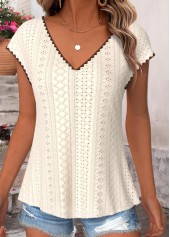 Beige Tummy Coverage Short Sleeve V Neck T Shirt | thumb picture 