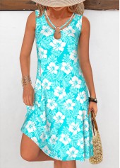 Cyan Tummy Coverage Sleeveless Round Neck Dress