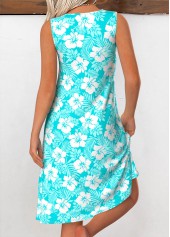 Cyan Tummy Coverage Sleeveless Round Neck Dress | thumb picture 