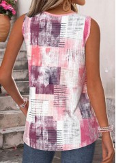 Pink Tummy Coverage Geometric Print Sleeveless Tank Top | thumb picture 