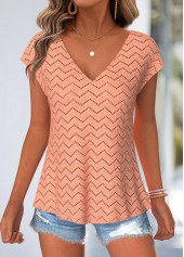 Orange Tummy Coverage Short Sleeve V Neck T Shirt | thumb picture 