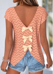 Orange Tummy Coverage Short Sleeve V Neck T Shirt