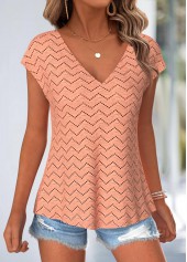Orange Tummy Coverage Short Sleeve V Neck T Shirt | thumb picture 