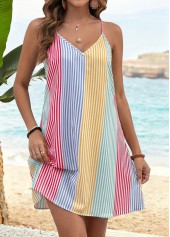 Multi Color Tummy Control Short Strappy V Neck Dress