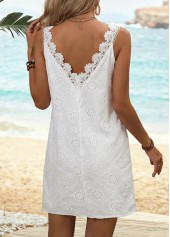 White Short Sleeveless V Neck Dress