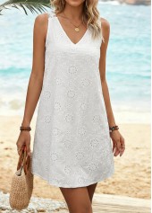 White Short Sleeveless V Neck Dress | thumb picture 