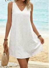 White Short Sleeveless V Neck Dress | thumb picture 
