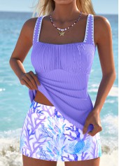 Tummy Control Mid Waisted Marine Life Print Tankini Set | thumb picture 