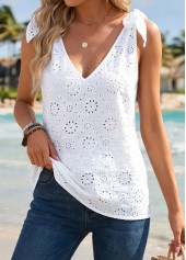 White Tummy Coverage Strappy V Neck Tank Top | thumb picture 