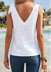 White Tummy Coverage Strappy V Neck Tank Top | thumb picture 