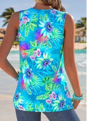 Cyan Marine Life Print Sleeveless V Neck Tank Top | thumb picture 