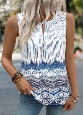 Multi Color Tie Dye Print Cut Out Tank Top | thumb picture 
