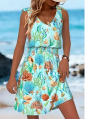 Multi Color Corset Marine Life Print Sleeveless Dress | thumb picture 