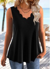 Black Tummy Coverage Sleeveless V Neck Tank Top | thumb picture 
