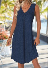 Navy Tummy Coverage Sleeveless V Neck Dress | thumb picture 