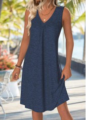 Navy Tummy Coverage Sleeveless V Neck Dress | thumb picture 