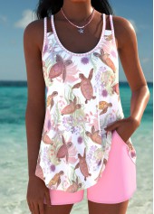 Curved Hem Mid Waisted Marine Life Print Tankini Set | thumb picture 