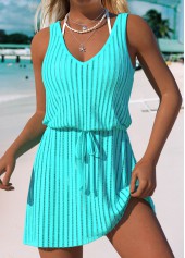 Tummy Coverage Sleeveless Cyan Cover Up