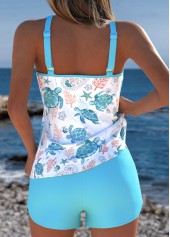 Tummy Coverage Mid Waisted Marine Life Print Tankini Set | thumb picture 