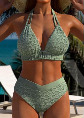 Mid Waisted Sage Green Bikini Set