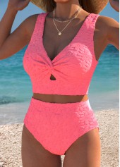 Wide Waistband High Waisted Coral Bikini Set | thumb picture 