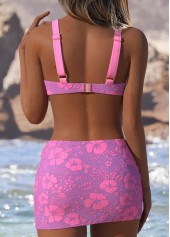 Pull On Mid Waisted Floral Print Pink Bikini Set | thumb picture 