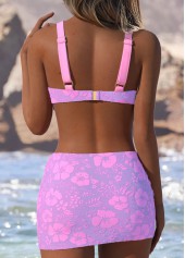 Pull On Mid Waisted Floral Print Pink Bikini Set | thumb picture 
