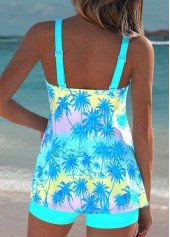Tummy Coverage Mid Waisted Tropical Plants Print Tankini Set | thumb picture 