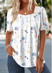 White Tummy Coverage Ditsy Floral Print T Shirt | thumb picture 