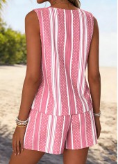 Pink Tummy Coverage Striped Sleeveless V Neck Tank Top | thumb picture 
