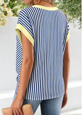 Navy Surplice Striped Short Sleeve Round Neck T Shirt | thumb picture 