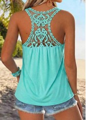 Cyan Tummy Coverage Sleeveless Draped Neck Tank Top