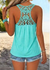 Cyan Tummy Coverage Sleeveless Draped Neck Tank Top | thumb picture 