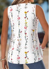 Raw White Tummy Coverage Floral Print Sleeveless Tank Top | thumb picture 