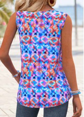 Multi Color Tribal Print Tummy Coverage Sleeveless Tank Top | thumb picture 