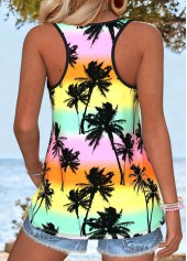 Multi Color Tummy Coverage Tropical Plants Print Camisole Top | thumb picture 