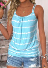 Light Blue Tummy Coverage Striped Strappy Camisole Top | thumb picture 