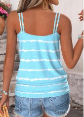 Light Blue Tummy Coverage Striped Strappy Camisole Top | thumb picture 