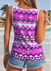 Purple Curved Hem Geometric Print Strappy Camisole Top | thumb picture 