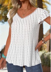 White Tummy Coverage Short Sleeve V Neck T Shirt | thumb picture 