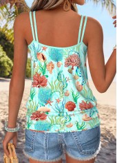 Green Tummy Coverage Marine Life Print Strappy Camisole Top | thumb picture 