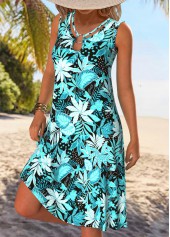 Cyan Tummy Coverage Floral Print Sleeveless Round Neck Dress | thumb picture 